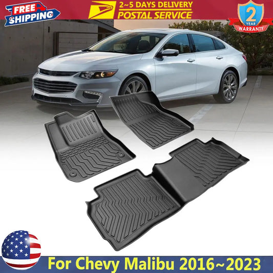 3-Piece All-Weather Floor Mats for Chevy Malibu (2016–2023) – 3D TPE Rubber, Waterproof & Stain-Resistant