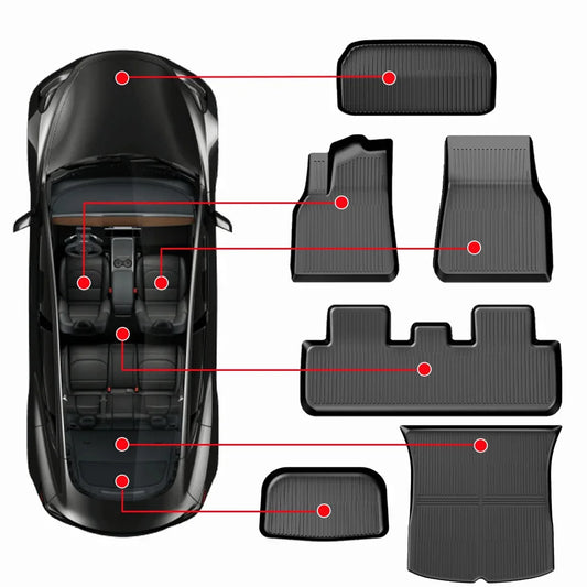 TESMAYX All-Weather Floor Mats for Tesla Model 3 & Model Y (2024–2025) – TPE Cargo Liner & Trunk Mat