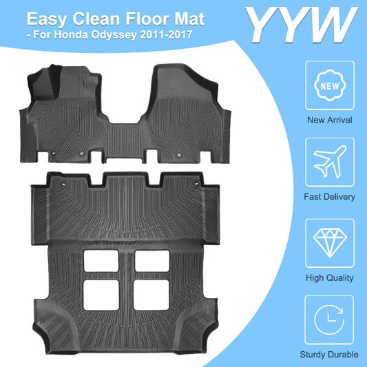 Honda Odyssey Floor Mats (2011–2017) – All-Weather TPE Waterproof Car Interior Footboard Pads