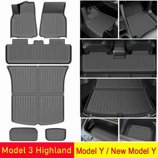 USVOTOV All-Weather Floor Mats for Tesla Model 3 & Model Y (2021–2025) – Front, Rear & Trunk Cargo Liner